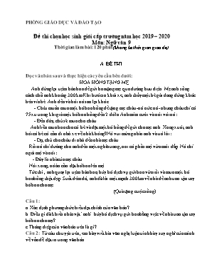 Đề thi chọn học sinh giỏi cấp trường môn Ngữ văn Lớp 9 - Năm học 2019-2020 (Có đáp án)